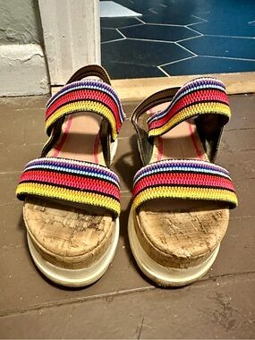 Giani Bini Multicolor Woven Strap Platform Sandals size 5.5